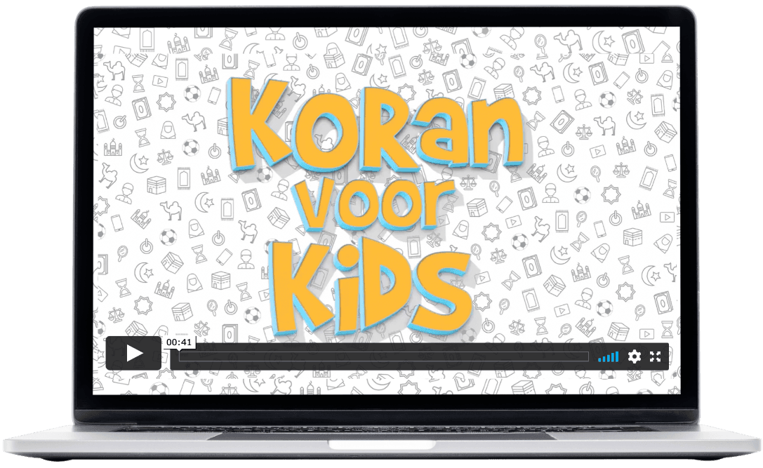 Laptop met een les van Koran voor Kids